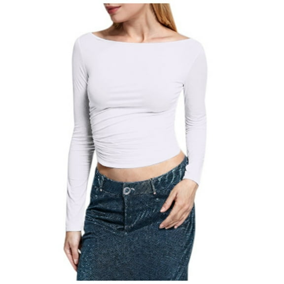 Gaexia White Basic Long Sleeve Tops for Women Turtle Neck Stretch Slim Fit Lightweight Cozy Under Layer T-Shirts Basic Tank Tops Ladies Solid Blouse Tops Streetwear