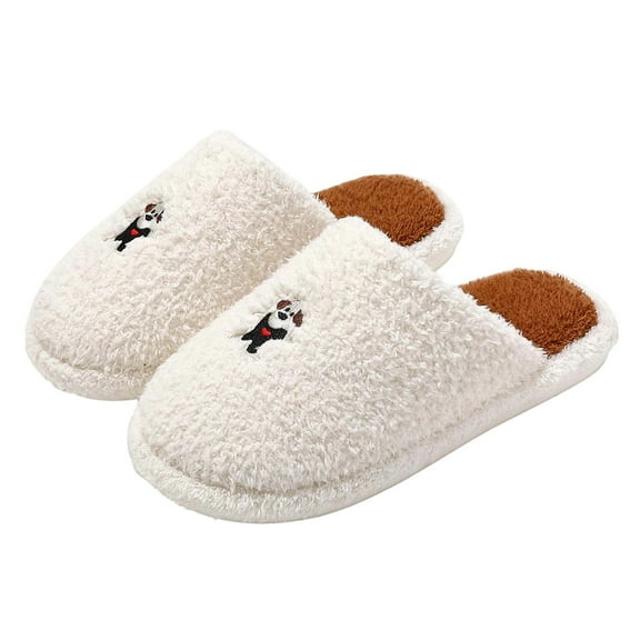 Gaexia Women Slippers for Home,Comfortable Homewear Cute Cartoon Puppy Winter Slippers Couple's Style Warm Indoor Slippers for,Outdoor Slippers