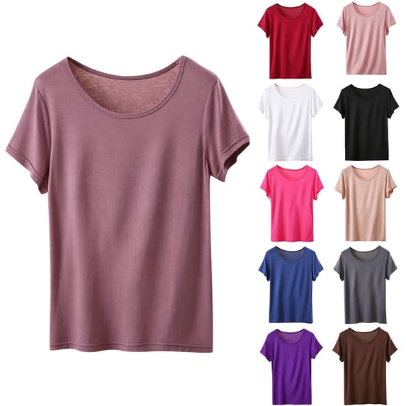 Gaexia Women’s Fashionable Casual Lightweight Solid T Shirt Top for Daily Wear (Khaki,L)