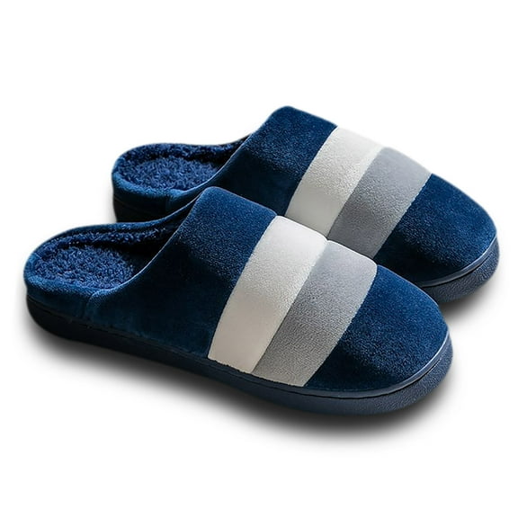 Gaexia Women's Furry On Slippers Winter Warm Home Indoor Comfortable Soft Flat Round Toe Cozy Couples Shoes