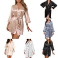 thumbnail image 1 of Gaexia Women's Kimono Robe Short Satin Bath Robe Elegant Wedding Party Satin Kimono Robe for Bridesmaids and Bride with Embroidered Detailing, 1 of 7