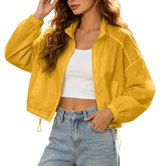 Gaexia Women’s Lightweight Zip Up Sun Protection Jacket High Neck Hood Breathable Outdoor Windbreaker UPF 50+ Long Sleeve Loose Fit Spring Summer Autumn