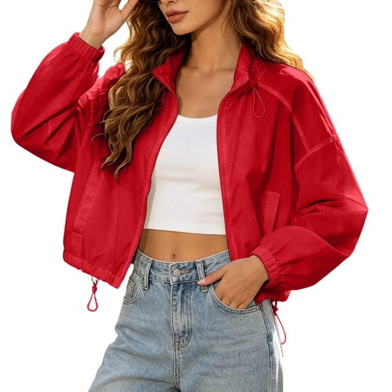 Gaexia Women’s Lightweight Zip Up Sun Protection Jacket High Neck Hood Breathable Outdoor Windbreaker UPF 50+ Long Sleeve Loose Fit Spring Summer Autumn