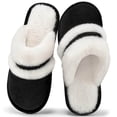 thumbnail image 1 of Gaexia Women's Slippers Fuzzy Indoor Shoes With Arch Support Soft Comfortable Slide On Casual Loafers for Winter - w07-Black, 1 of 3