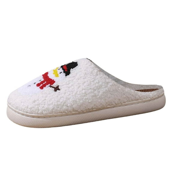 Gaexia Womens House Slippers,Winter Cartoon Embroidered Christmas Snowman Couple Men and Women Cozy Slippers,Outdoor Slippers