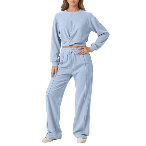 Gaexia Womens Lounge Sets 2 Piece Outfits Long Sleeve Sweatshirts with Pockets Sweatpants Stretch Running Winter Matching Sets