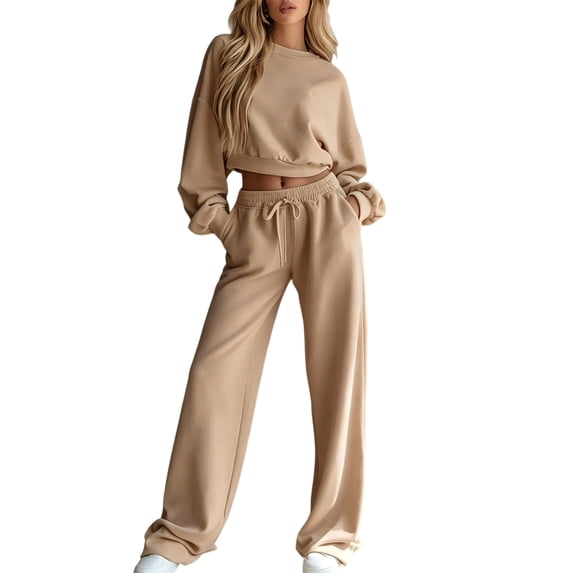 Gaexia Womens Lounge Sets 2 Piece Outfits Long Sleeve Sweatshirts with Pockets Sweatpants Stretch Running Winter Matching Sets