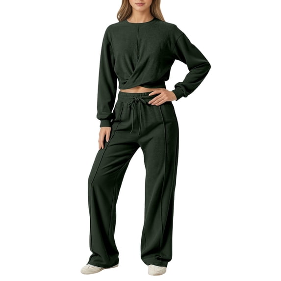 Gaexia Womens Lounge Sets 2 Piece Outfits Long Sleeve Sweatshirts with Pockets Sweatpants Stretch Running Winter Matching Sets