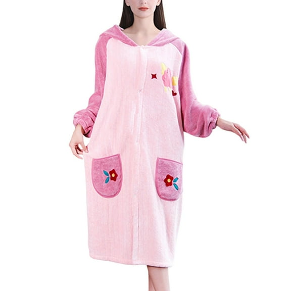 Gaexia Womens Robe Plush Soft Absorbent Robe Bathrobe For Spa Home Comfort Lightweight Sleepwear Loungewear Featuring Convenient Pockets