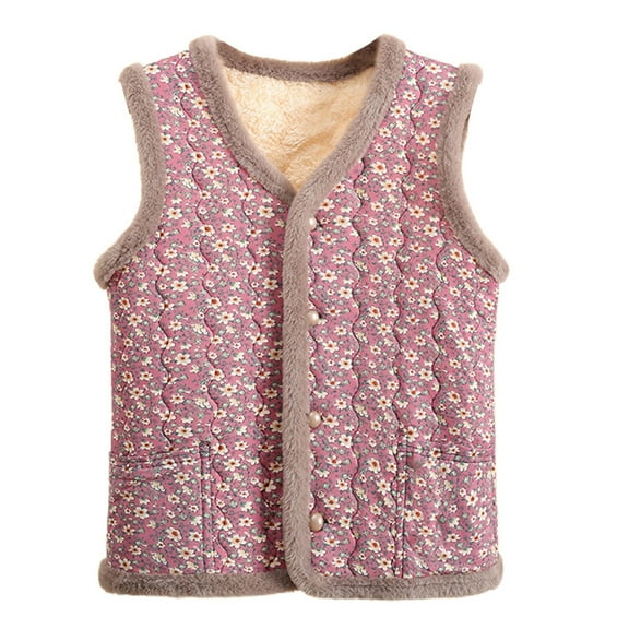 Gaexia Womens Vest Jacket,Floral Quilted Vest Winter Warm Lined Sleeveless Outerwear Cozy Stand Collar Jacket With Pockets