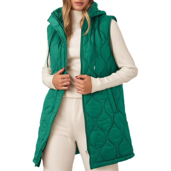 Gaexia Womens Vest Jacket,Lightweight Winter Hooded Down Vest for Women Quilted Sleeveless Gilet Coat With Pockets Outerwear