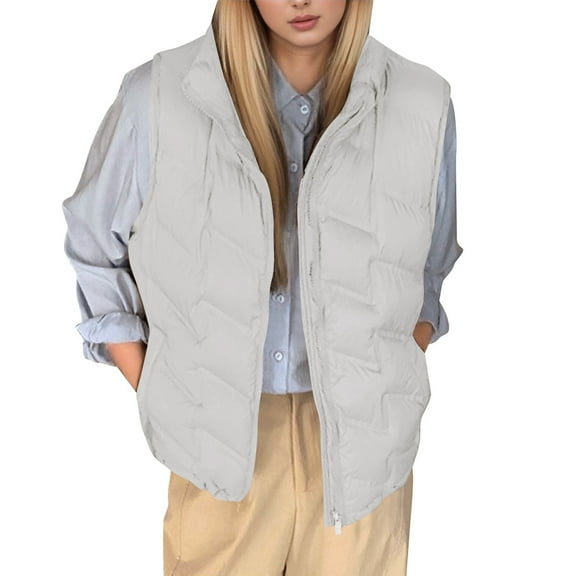Gaexia Womens Vest Jacket,Loose Fit Quilted Vest Sleeveless Outerwear Jacket for Autumn Winter Casual Warm Layering Fashion