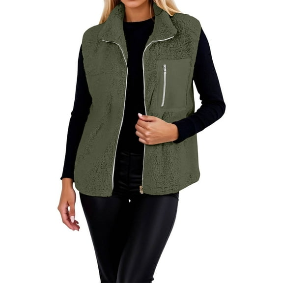 Gaexia Womens Vest Jacket,Stand Collar Vest Sleeveless Jacket Winter Warm Outerwear Cozy Casual Gilet for Cold Weather