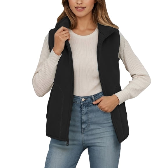 Gaexia Womens Vest Jacket,Winter Thermal Reversible Vest Double Outdoor Wear Warm Lined Insulated Jacket Top With Pockets Soft Cozy Midweight Layer for Cold Weather