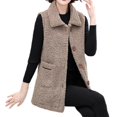 thumbnail image 1 of Gaexia Womens Vest Jacket,Women Shearling Vest Stand Collar Slim Fit Autumn Winter Fashion Outerwear Warm Lined Jacket Coat, 1 of 7