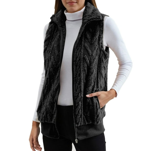 Gaexia Womens Vest Jacket,Women Stand Collar Vest Outerwear Sleeveless Open Front Cardigan Cozy Layering Piece for Casual Fall Winter Fashion