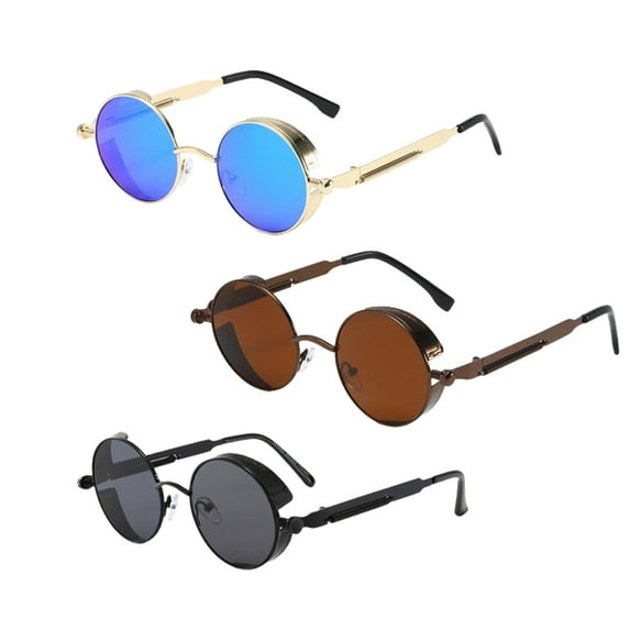 Steampunk glasses new fashion round sunglasses retro glasses trendy sunglasses for men and women-3PCS