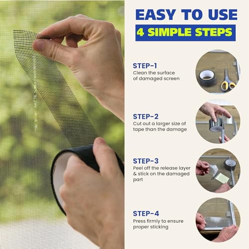Gaffer Power Screen Repair Tape  Fiberglass Mesh, Strong Adhesive, Weather-Resistant Window & Door Screen Patch  Easy to Use, Durable Screen Repair Kit for Holes & Tears