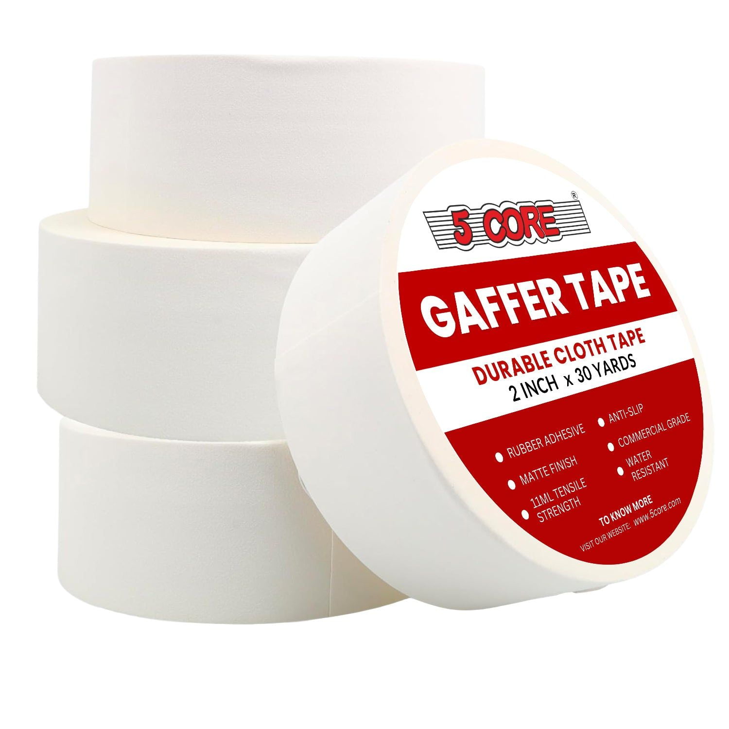 Gaffer Tape 2 Inch x 30 Yards (4-Pack), Professional Grade Cloth Tape, Heavy Duty Matte Black, Residue-Free Removal, Water Resistant for Stage, Studio, Cable Management