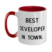 Gag Developer Gifts, Best Developer in Town, Fun Birthday Two Tone 11oz Mug For Friends From Friends, Software developer gifts, Programmer gifts, Coding gifts, Computer science gifts, Tech gifts