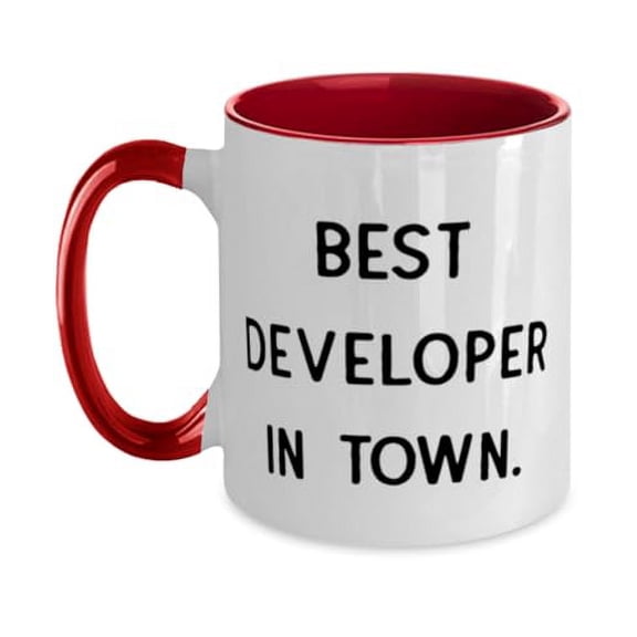 Gag Developer Gifts, Best Developer in Town, Fun Birthday Two Tone 11oz Mug For Friends From Friends, Software developer gifts, Programmer gifts, Coding gifts, Computer science gifts, Tech gifts