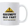 Gag Mugs for Grumpy Old Men. Caution Old Fart 11 oz Coffee Mug. Funny