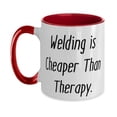 thumbnail image 1 of Gag Welding, Welding is Cheaper Than Therapy, Unique Two Tone 11oz Mug For Friends From, 1 of 2