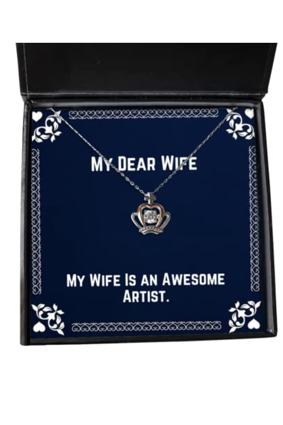 Gag Wife Crown Pendant Necklace, My Wife Is an Awesome Artist, Gifts For , Present From Husband, Jewelry For Wife, , Humorous wife gifts, Funny gifts for wife, Gag gifts for wife, Humorous gifts for