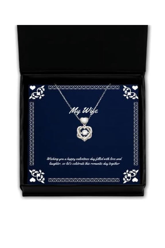 Gag Wife Gifts, Wishing you a happy valentines day filled with love and,, Sarcastic Birthday Heart Knot Silver Necklace From Wife, Wedding bands, Engagement rings, Bridesmaids jewelry, Mothers day
