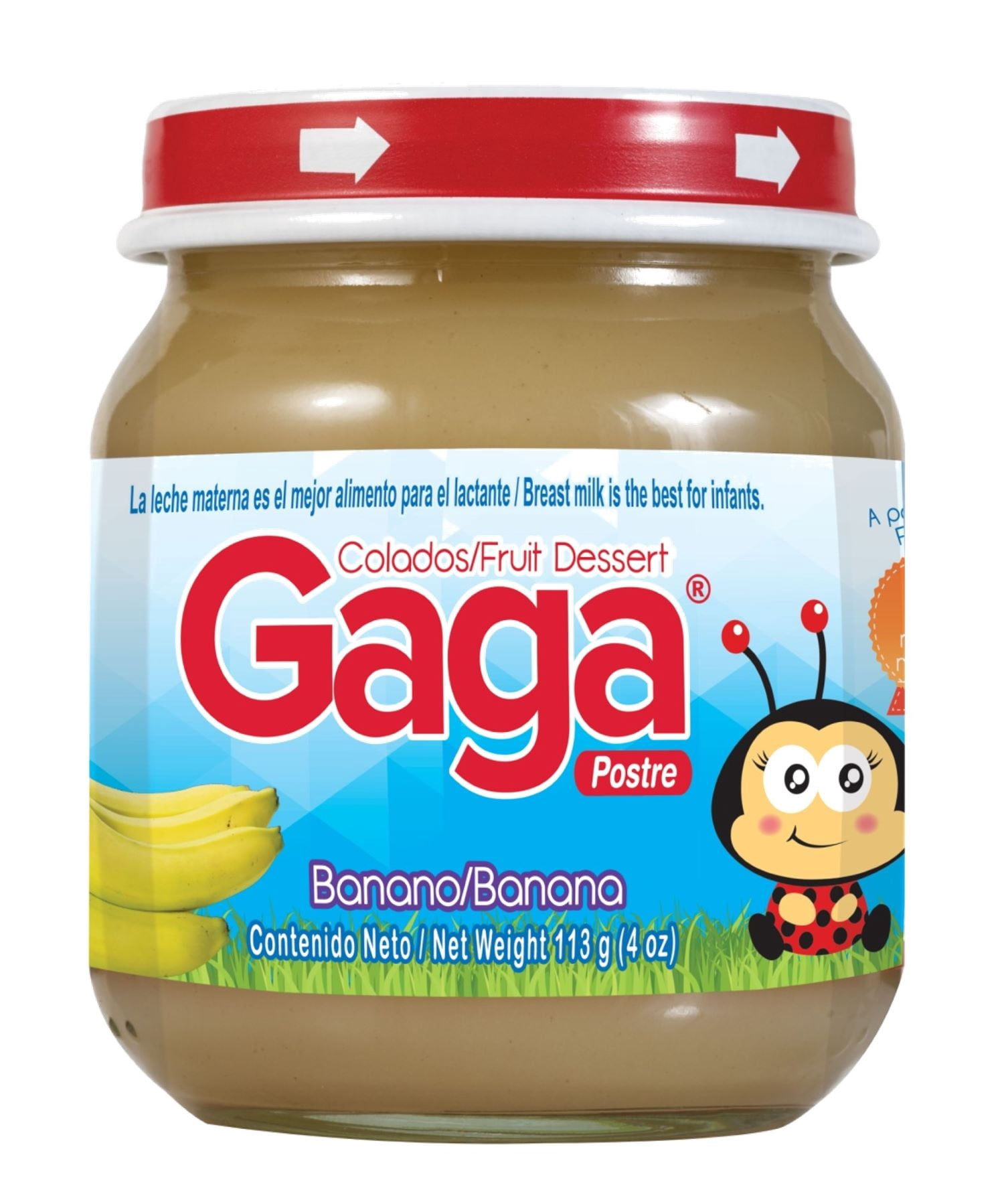 Gaga Banana Baby Food Fruit Puree, 4 oz Jar - Smooth and Ready to Serve