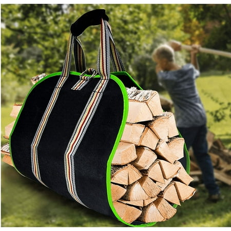 Gagalileo Canvas Firewood Log Carrier Tote Bag, Oversized Capacity Durable Portable Firewood Carrier