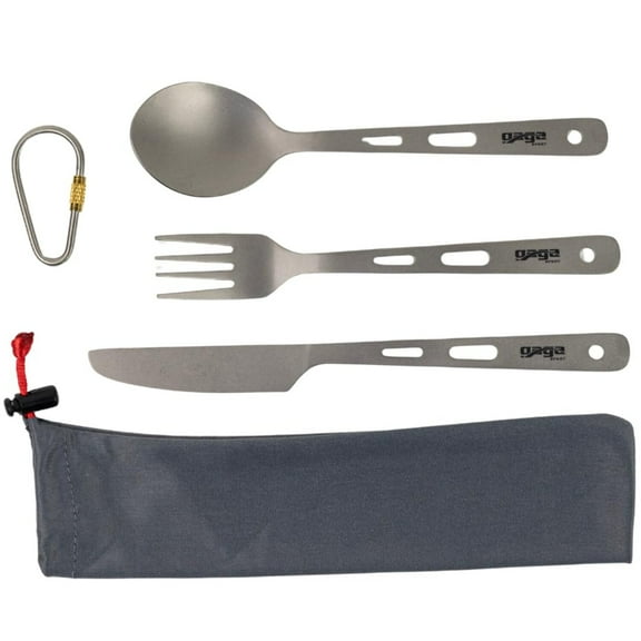 Gagasport Titanium Camping Utensils Set Fork, Spoon, Knife with Case for Hiking & Travel