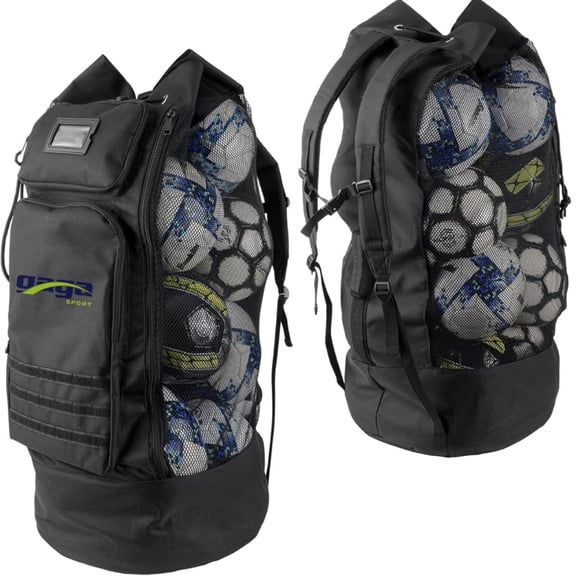 Gagasport XL Soccer Ball Bag  Heavy-Duty Mesh Backpack for Volleyball, Basketball, Water Sports | 2 Front Pockets | Adjustable Straps | Coach  Equipment Storage Bag
