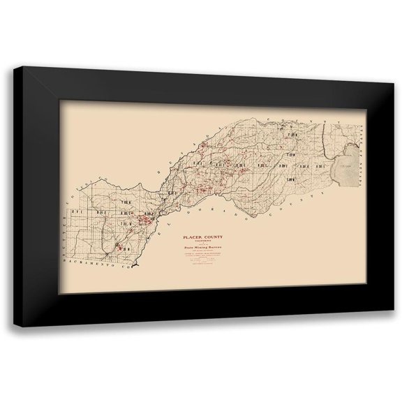 Gage 14x10 Black Modern Framed Museum Art Print Titled - Placer County California Mining - Gage 1902