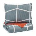 thumbnail image 1 of Gage Coverlet Set-Color:Gray/Orange,Size:Twin, 1 of 6