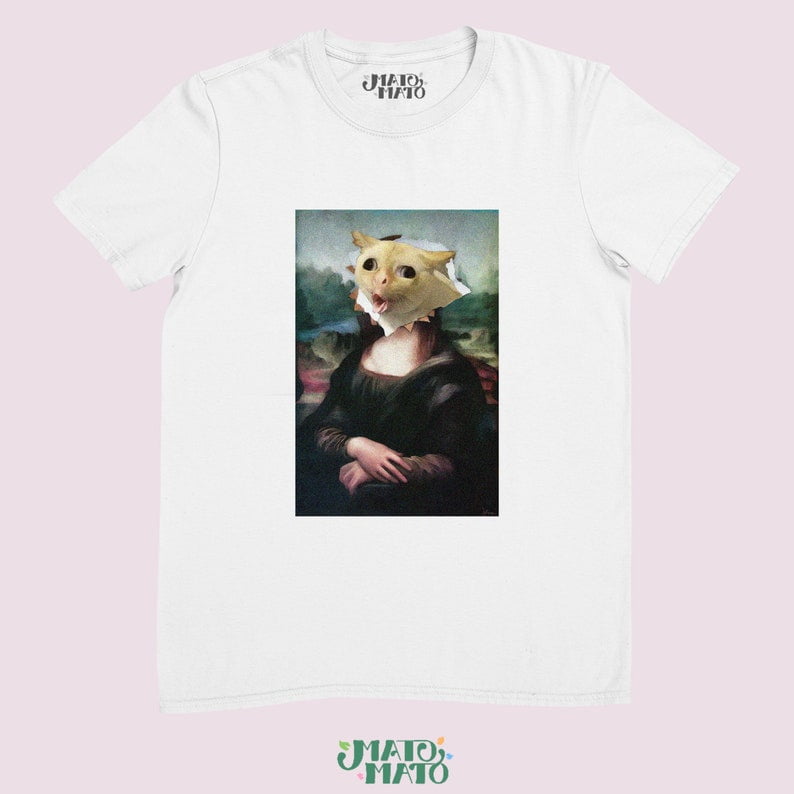 Gagging Cat Mona Lisa shirt, Funny Meme Shirt, Coughing Cat Meme