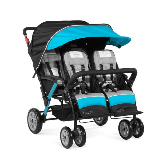 Foundations Gaggle Compass 4-Seat Quad Stroller, Reclining Seats with UV Canopy, Teal