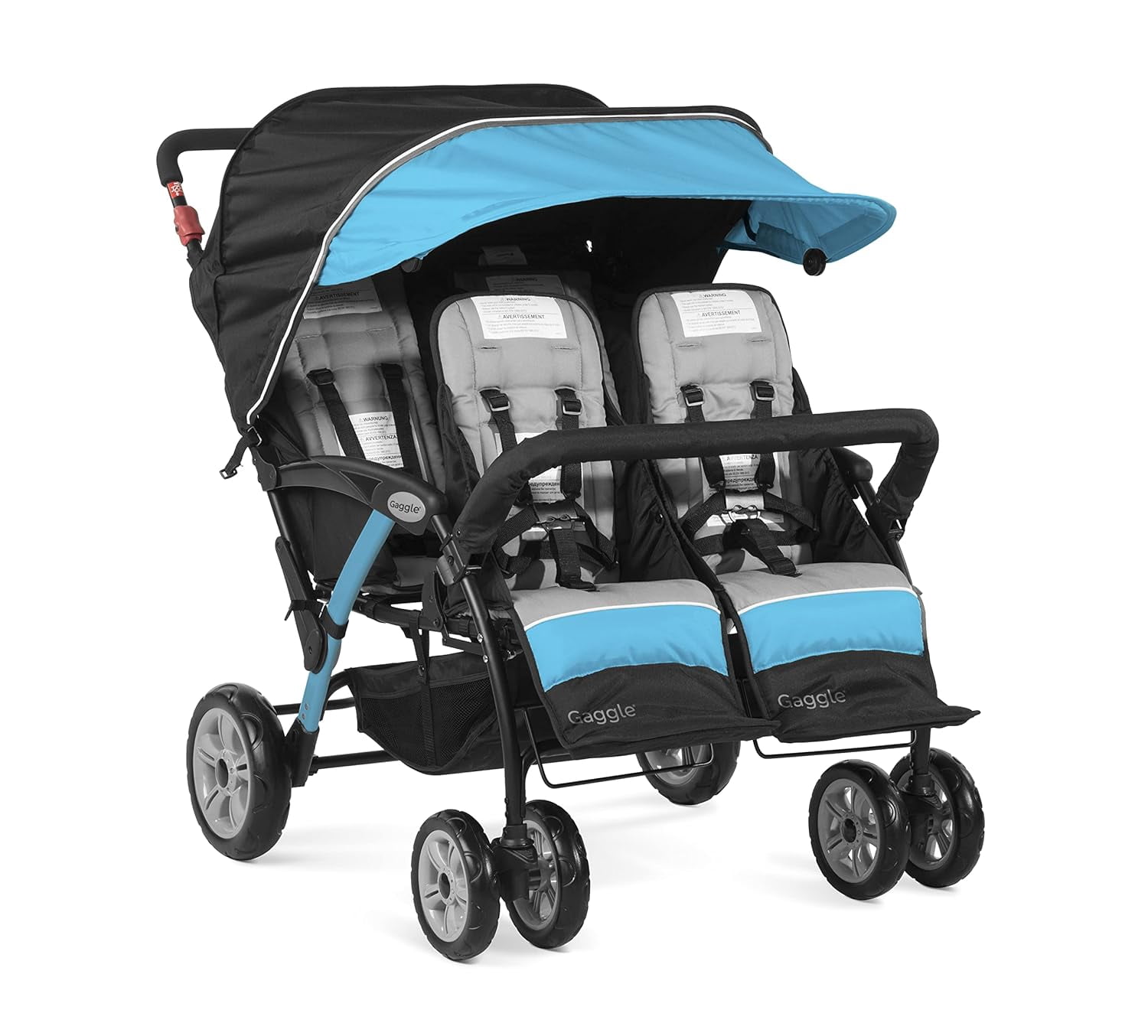 Gaggle Compass 4 Seat Quad Stroller with UV Protecting Stroller Canopy, 5 Point Harness for Added Safety, Foot Brake, All Terrain Tubeless Wheels (Teal) Sansujyuku sansujyuku.com