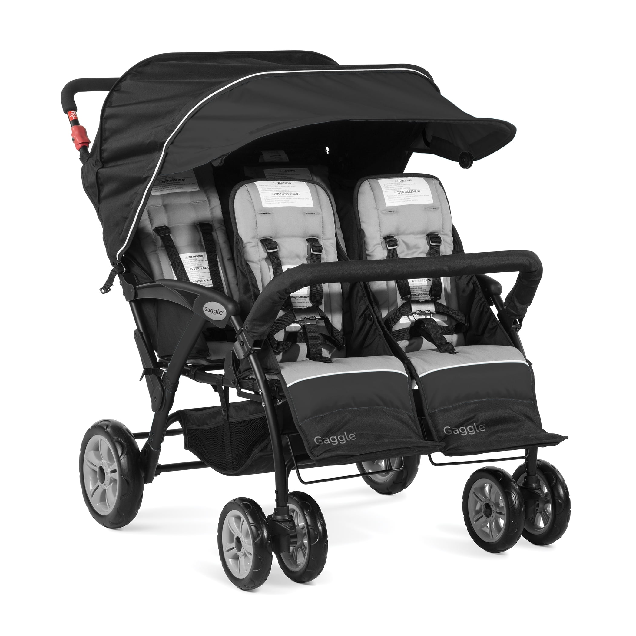 Gaggle Compass 4 Seat Quad Stroller with Stroller Canopy, 5 Point Harness for Added Safety, Foot Brake, All Terrain Tubeless Wheels (Black) Sansujyuku sansujyuku.com