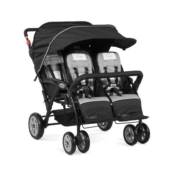 Foundations Gaggle Compass 4-Seat Quad Stroller, Reclining Seats with UV Canopy, Black