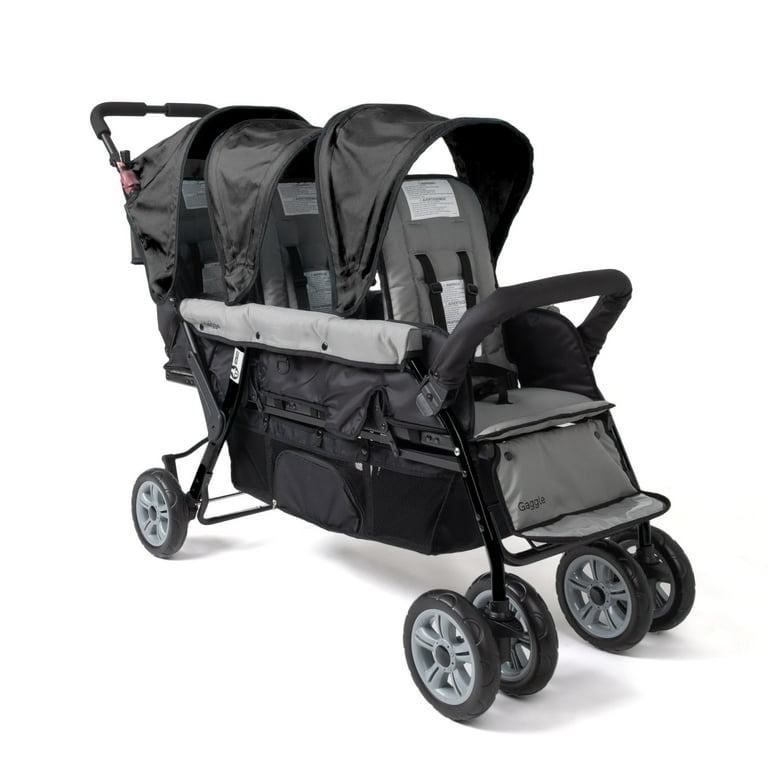 Gaggle Compass Trio: Toddler Carry Triple Stroller in Solid Black