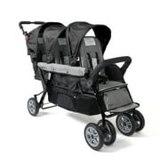 Foundations Compass Trio Triple Stroller, 3-Seat Tandem with Canopies and Reclining Seats, Red