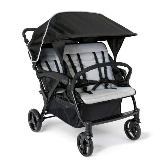 Foundations Gaggle Odyssey 4-Seat Quad Stroller, Reclining Bench Seats with Canopy, Black​