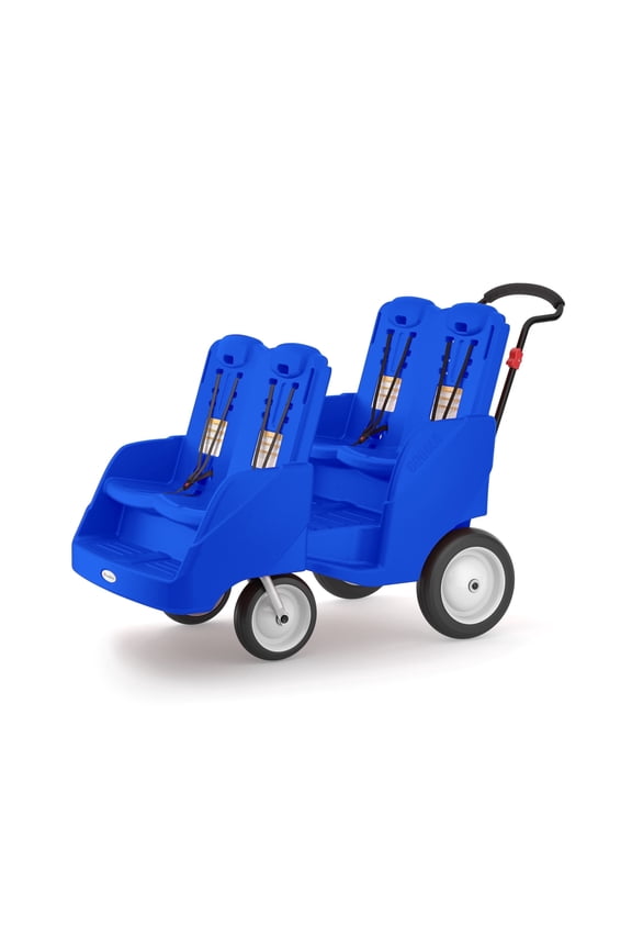 Foundations Gaggle Parade 4-Seat Buggy Stroller, Durable Quad Daycare Stroller with Safety Harness, Blue