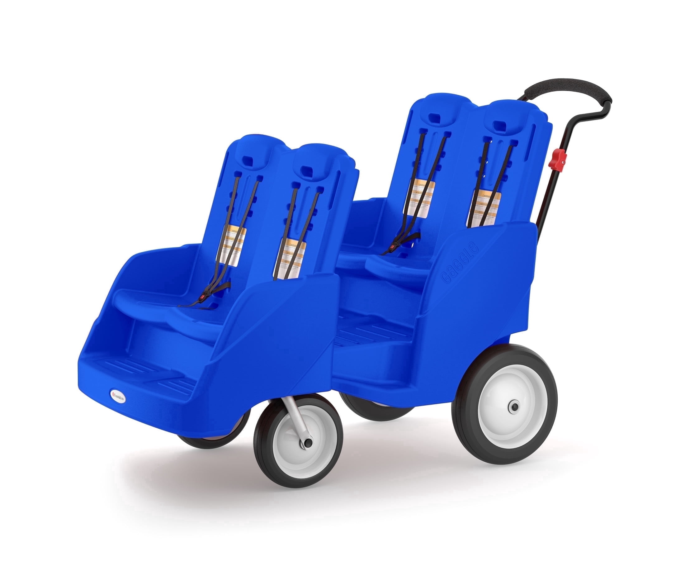 Foundations Gaggle Parade 4-Seat Buggy Stroller, Durable Quad Daycare Stroller with Safety Harness, Blue
