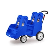 Foundations Gaggle Parade 4-Seat Buggy Stroller, Durable Quad Daycare Stroller with Safety Harness, Blue