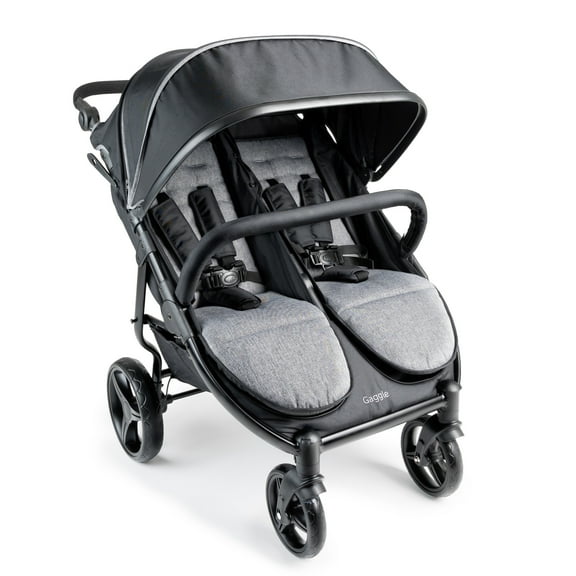 Foundations Gaggle Roadster Duo Side-by-Side Double Lightweight Stroller, Reclining Seats with UV Canopy, Black