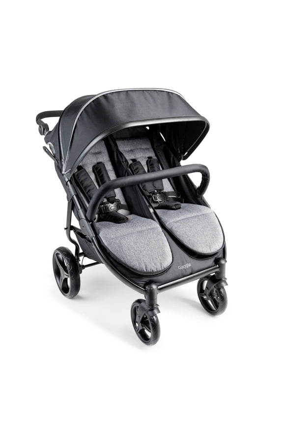 Foundations Gaggle Roadster Duo Side-by-Side Double Lightweight Stroller, Reclining Seats with Canopy, Black