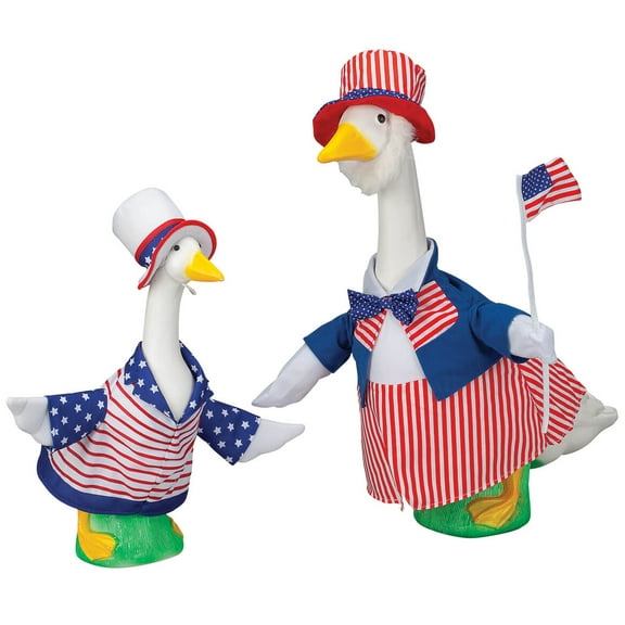 Gaggleville Patriotic Goose Outfit Bundle - Includes 1 Large Uncle Sam and 1 Baby Patriotic Goose Outfit, by Fox Valley Traders