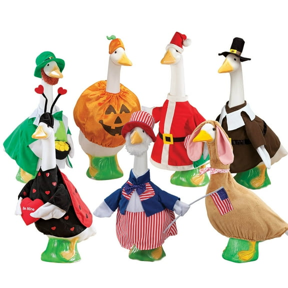 Gaggleville All Seasons Goose Outfit Bundle - Includes 7 Seasonal Outfits, Fits Large 23" H Statue by Fox Valley Traders